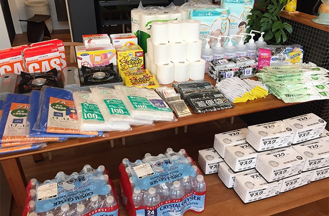 展示場に備えている災害備蓄品