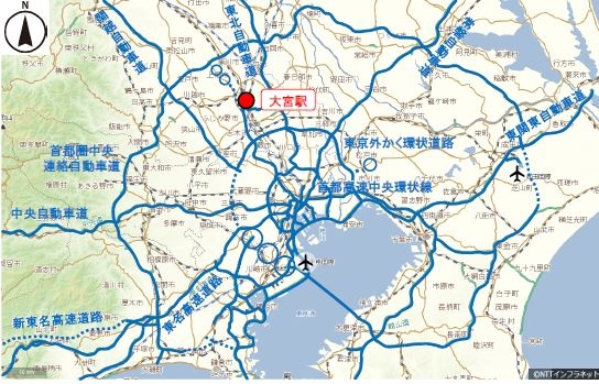 幹線道路や高規格幹線道路へアクセスがよい