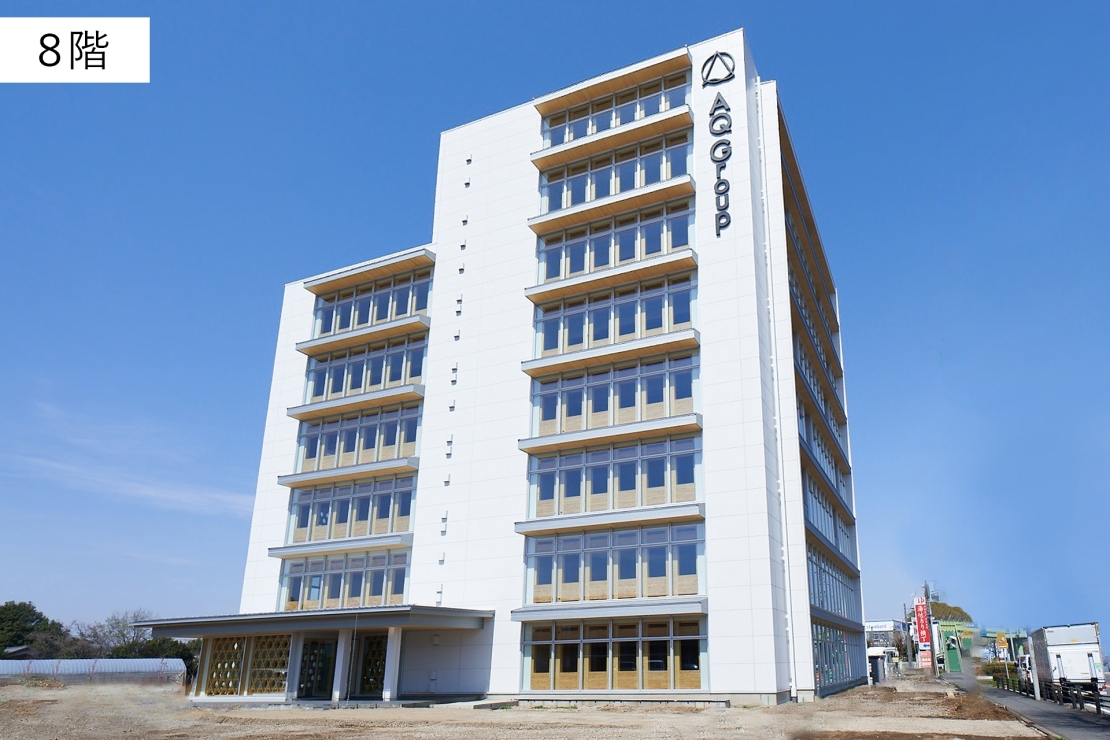 純木造8階建て AQ Group新社屋 近代的なデザインと木質感が両立した佇まい