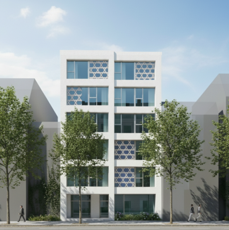 「AQフォレスト武蔵関」の外観イメージと構造フレーム