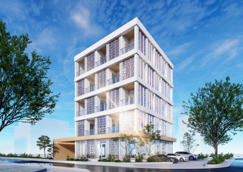 長野県のランドマークとして期待が高まる池田建設の純木造5階建て複合ビル完成予想パース